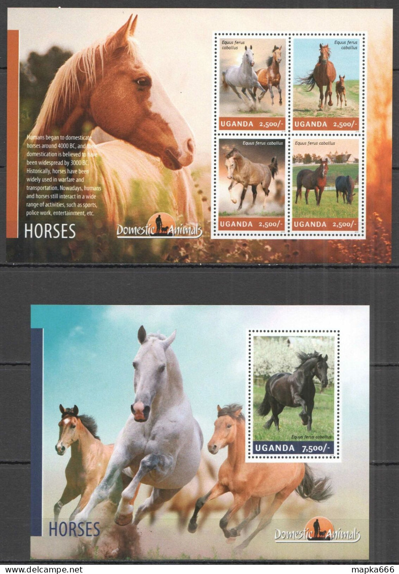 B0033 2014 Uganda Horses Fauna Domestic Animals #3300-3+Bl467 Mnh - Pferde