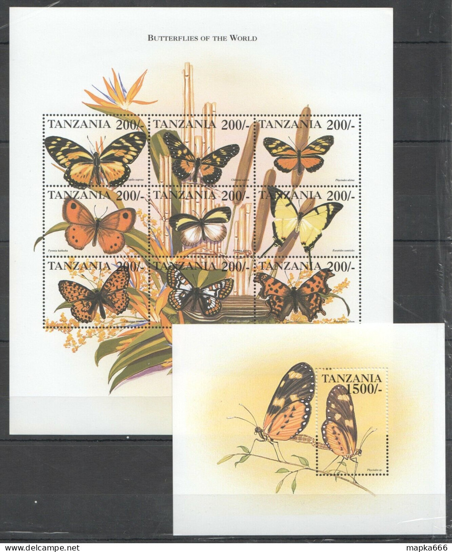 Pk298 Tanzania Fauna Butterflies Insects Of The World 1Kb+1Bl Mnh Stamps - Butterflies