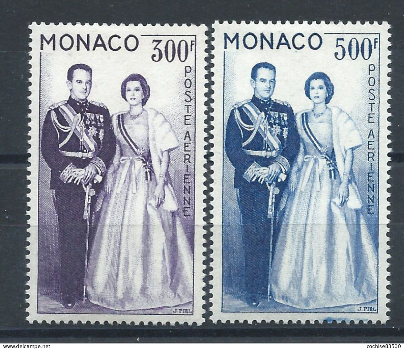 Monaco PA N°71/72* (MH) 1959 - Couple Princier - Poste Aérienne