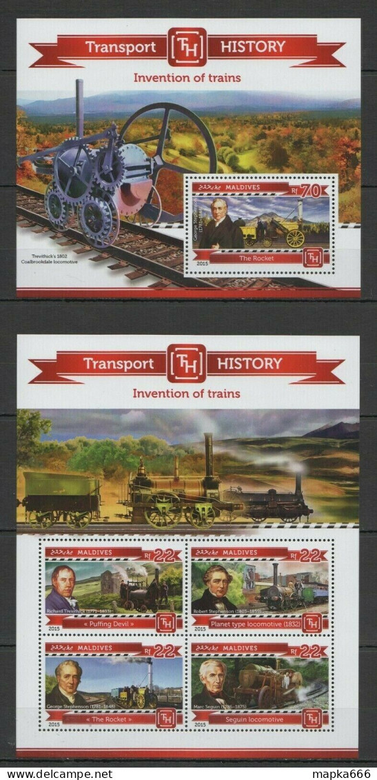 Ml200 2015 Maldives History Trainsport Invention Of Trains Kb+Bl Mnh - Other & Unclassified