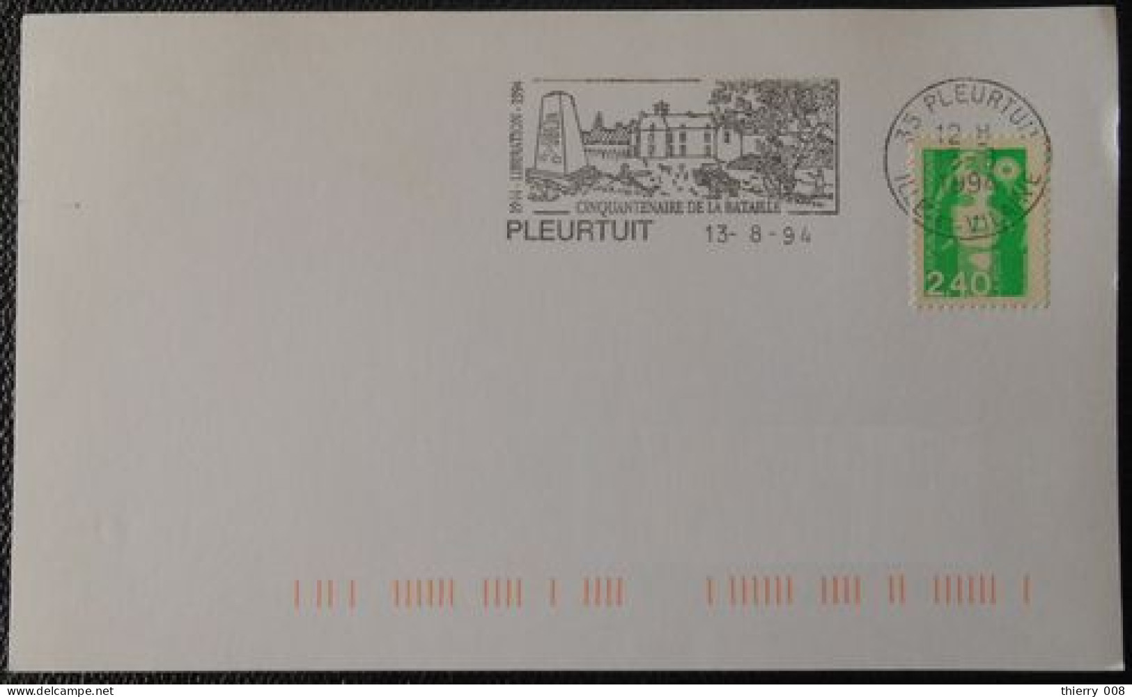 P87 Cachet Temporaire Pleurtuit 35 Ille Et Vilaine Cinquantenaire De La Bataille Libération 13 8 94 - Mechanical Postmarks (Advertisement)