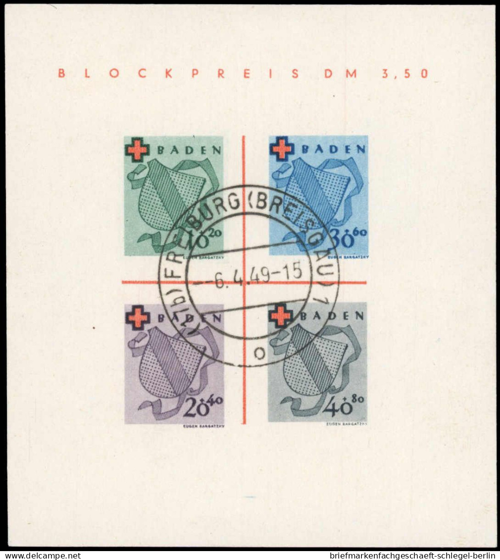 Französische Zone Baden, 1949, Bl. 2 I/II, Gestempelt - Autres & Non Classés