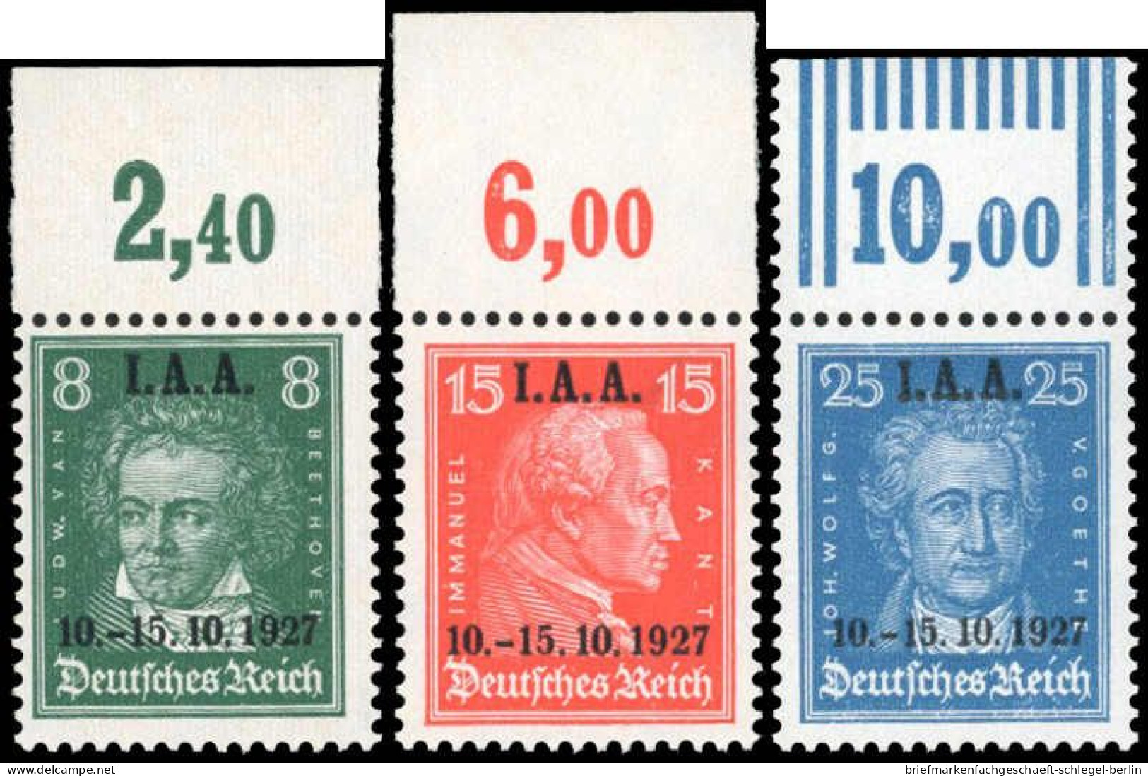 Deutsches Reich, 1927, 407-09 OR, Postfrisch - Sonstige & Ohne Zuordnung