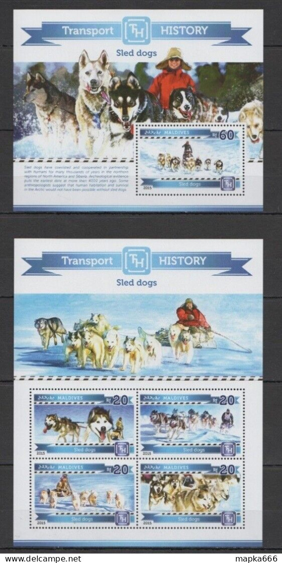 Ml212 2015 Maldives History Transport Animals Pets Sledge Dogs Kb+Bl Mnh - Chiens