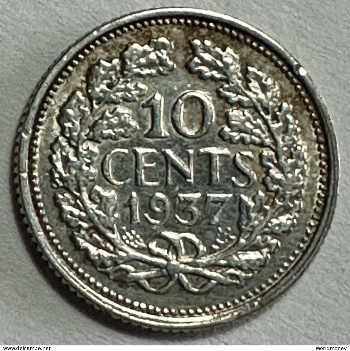 Netherlands 10 Cents 1937 (Silver) - 10 Cent