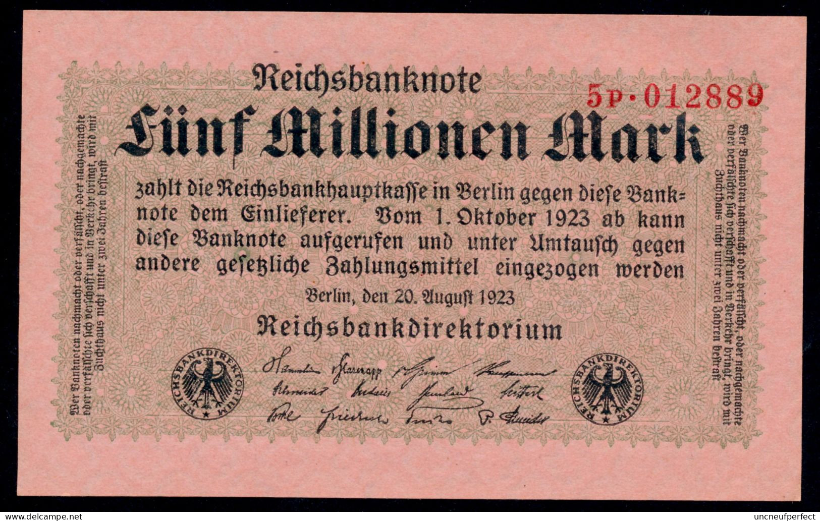 P105 Ro104b DEU-117b. 5 Million Mark 1923 UNC NEUF - 5 Miljoen Mark