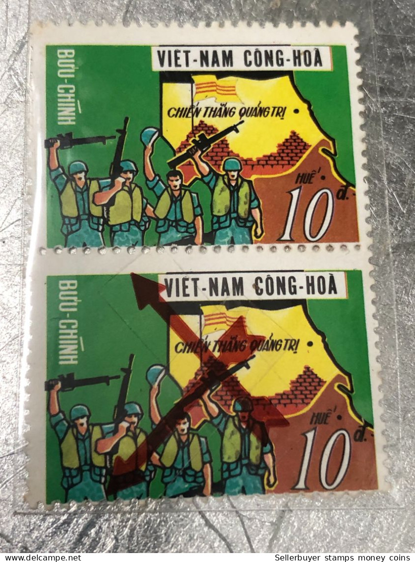 VIET NAM SOUTH STAMPS (ERROR Printed  Deviate 1972-10DONG )2 STAMPS Vyre Rare - Vietnam