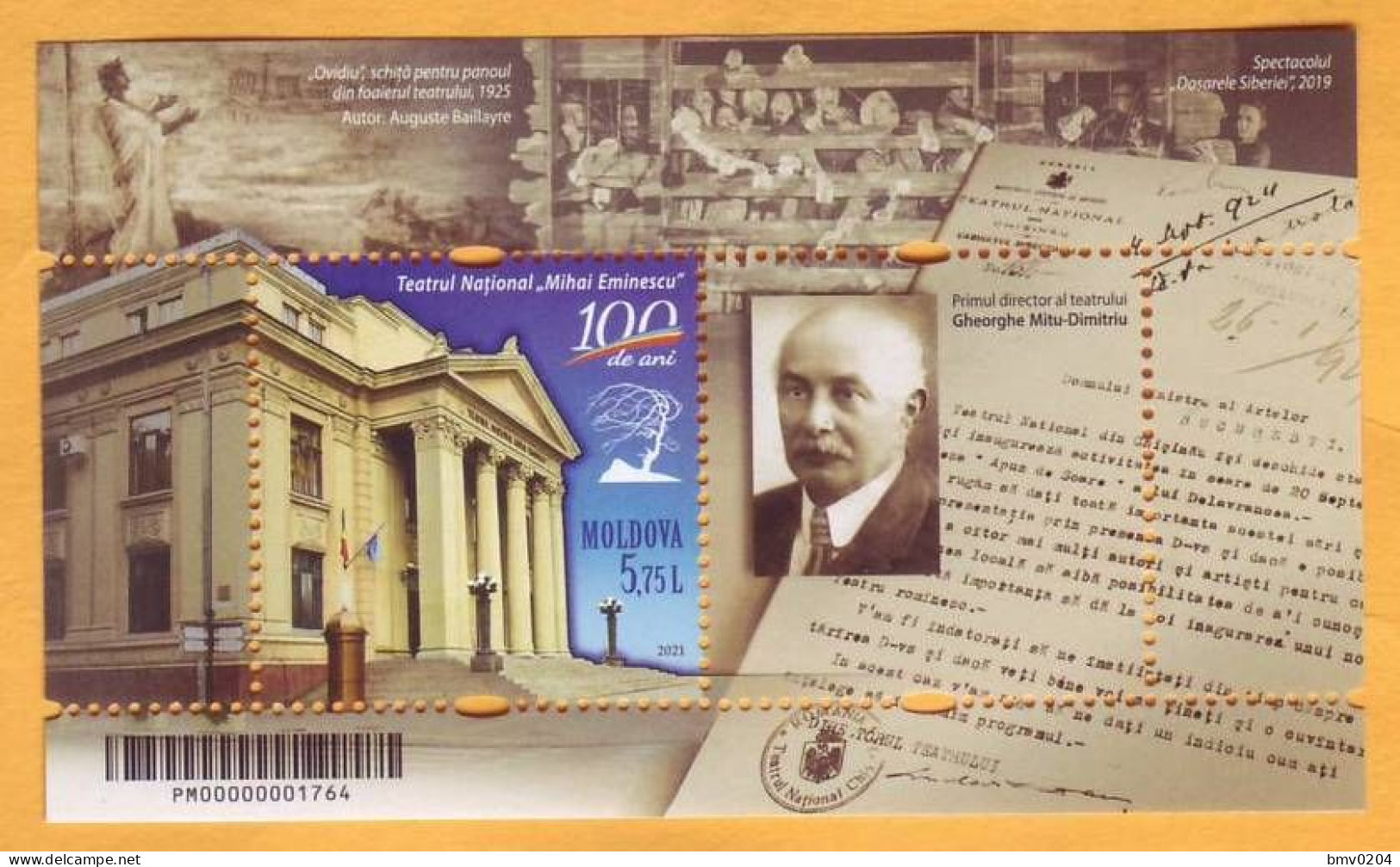 2021 Moldova Romania „100 Years Since The Inauguration Of The "Mihai Eminescu" National Theater” Chisinau Architecture - Teatro