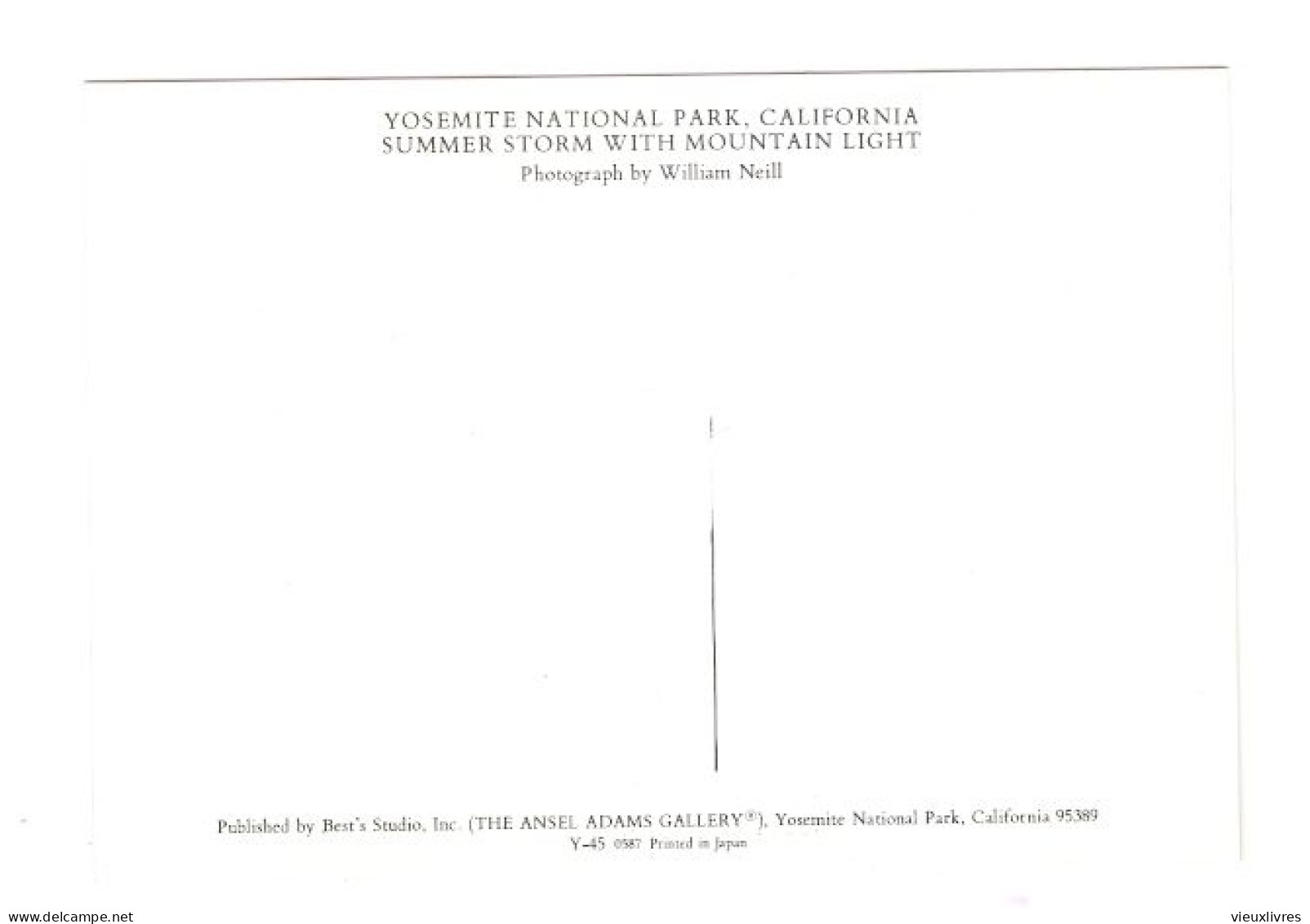 Yosemite California Summer Storm With Mountain Light  . 1987 Postcard Carte Postale USA Etats-Unis Orage - Yosemite