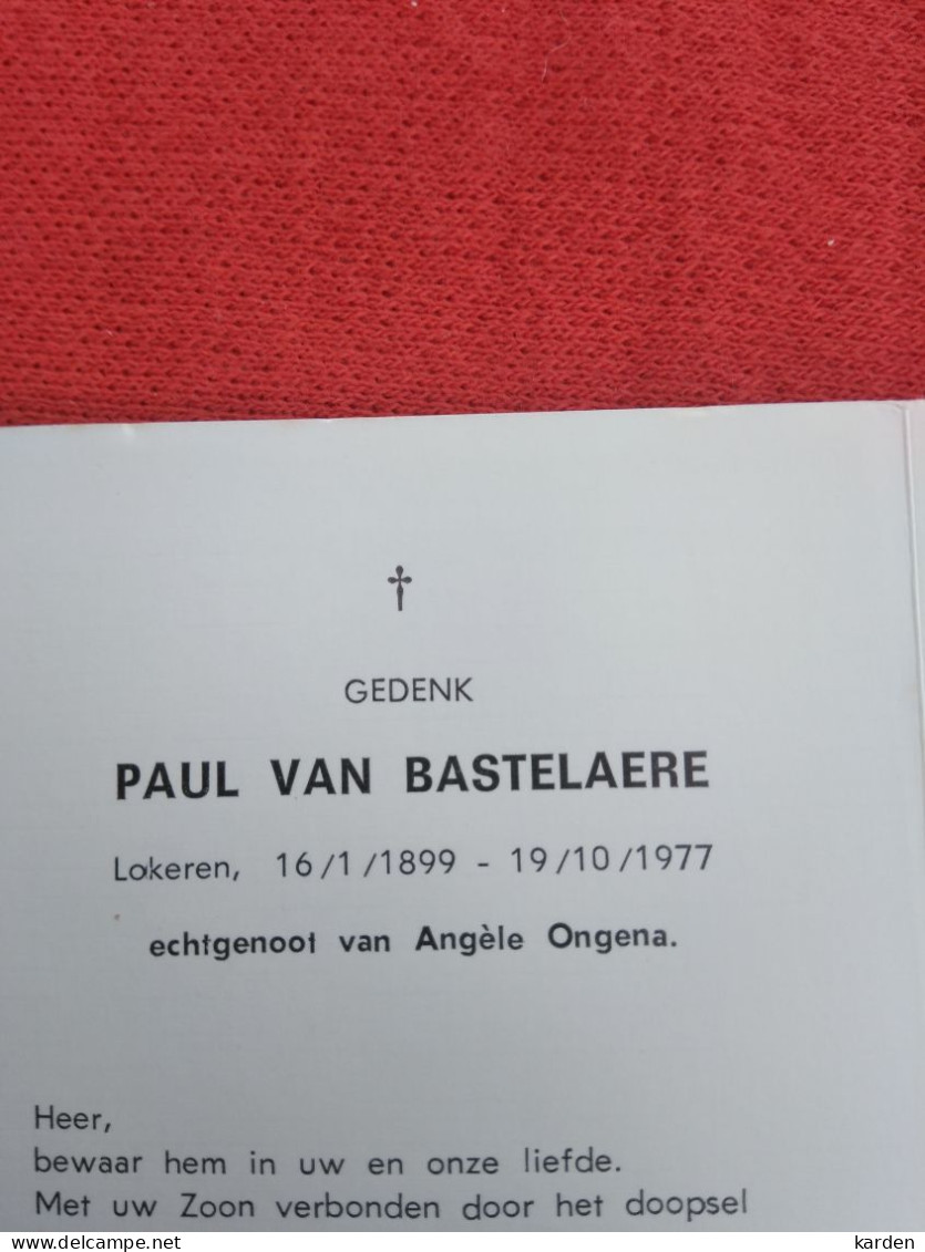 Doodsprentje Paul De Bastelaere / Lokeren 16/1/1899 - 19/10/1977 ( Angèle Ongena ) - Religion & Esotérisme