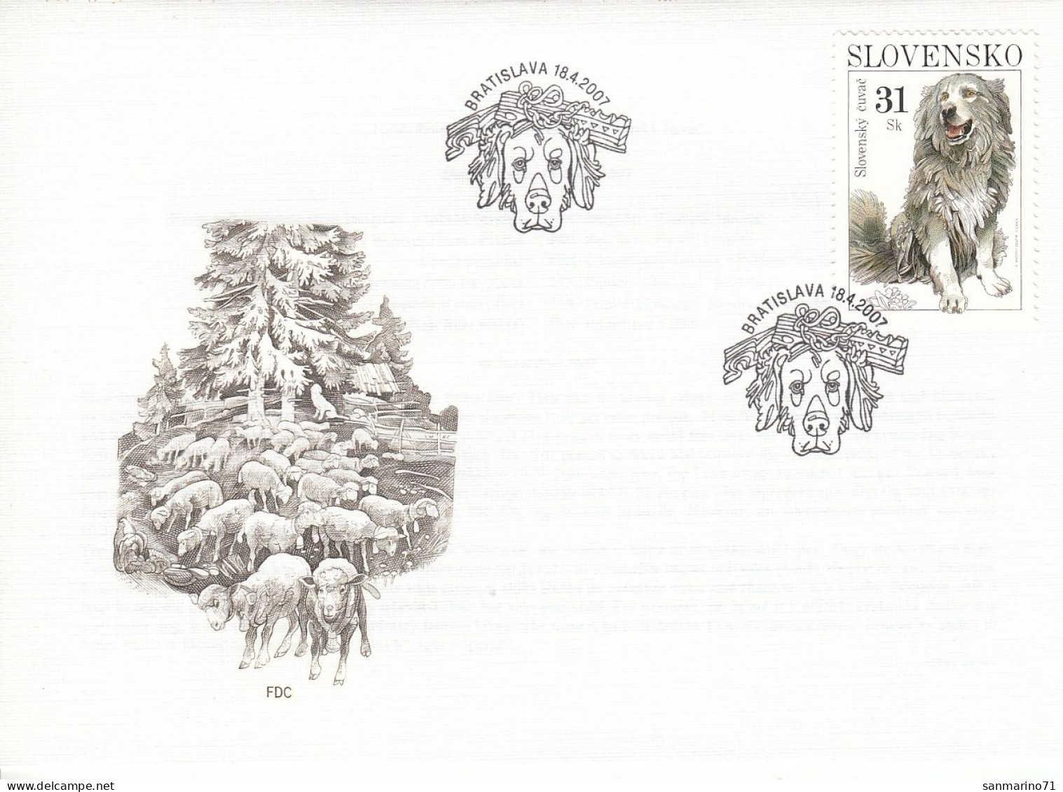 FDC SLOVAKIA 553 - Cani