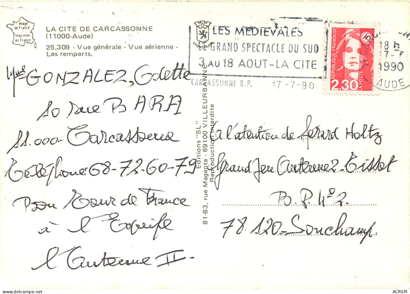 CARCASSONNE Vue Generale Vue Aerienne Les Remparts 22(scan Recto Verso)MF2761 - Carcassonne