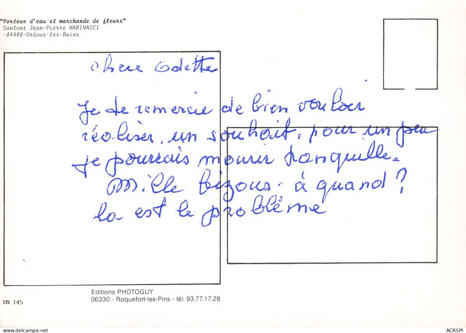 04 GREOUX LES BAINS Jean Pierre Marinacci Santonnier Santons Porteur D'eau   41 (scan Recto Verso)MF2762TER - Gréoux-les-Bains