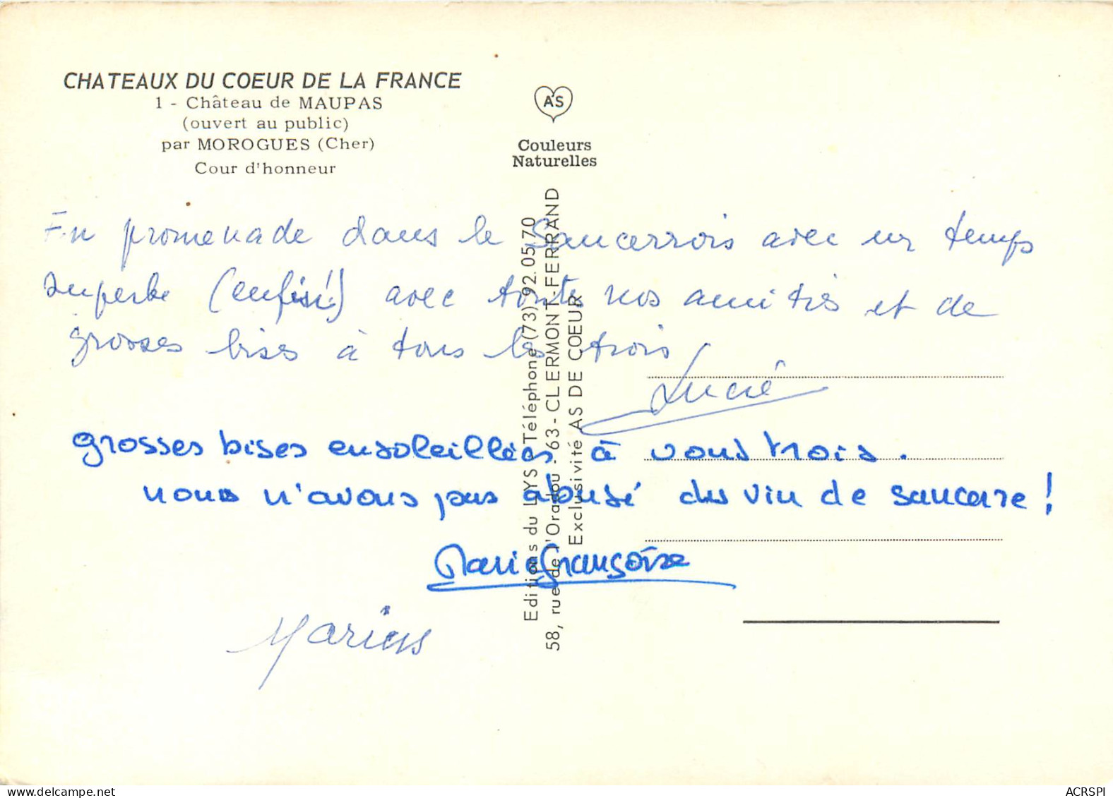 CHATEAU DE MAUPAS Par Morogues Cour D Honneur 16(scan Recto Verso)MF2767 - Autres & Non Classés