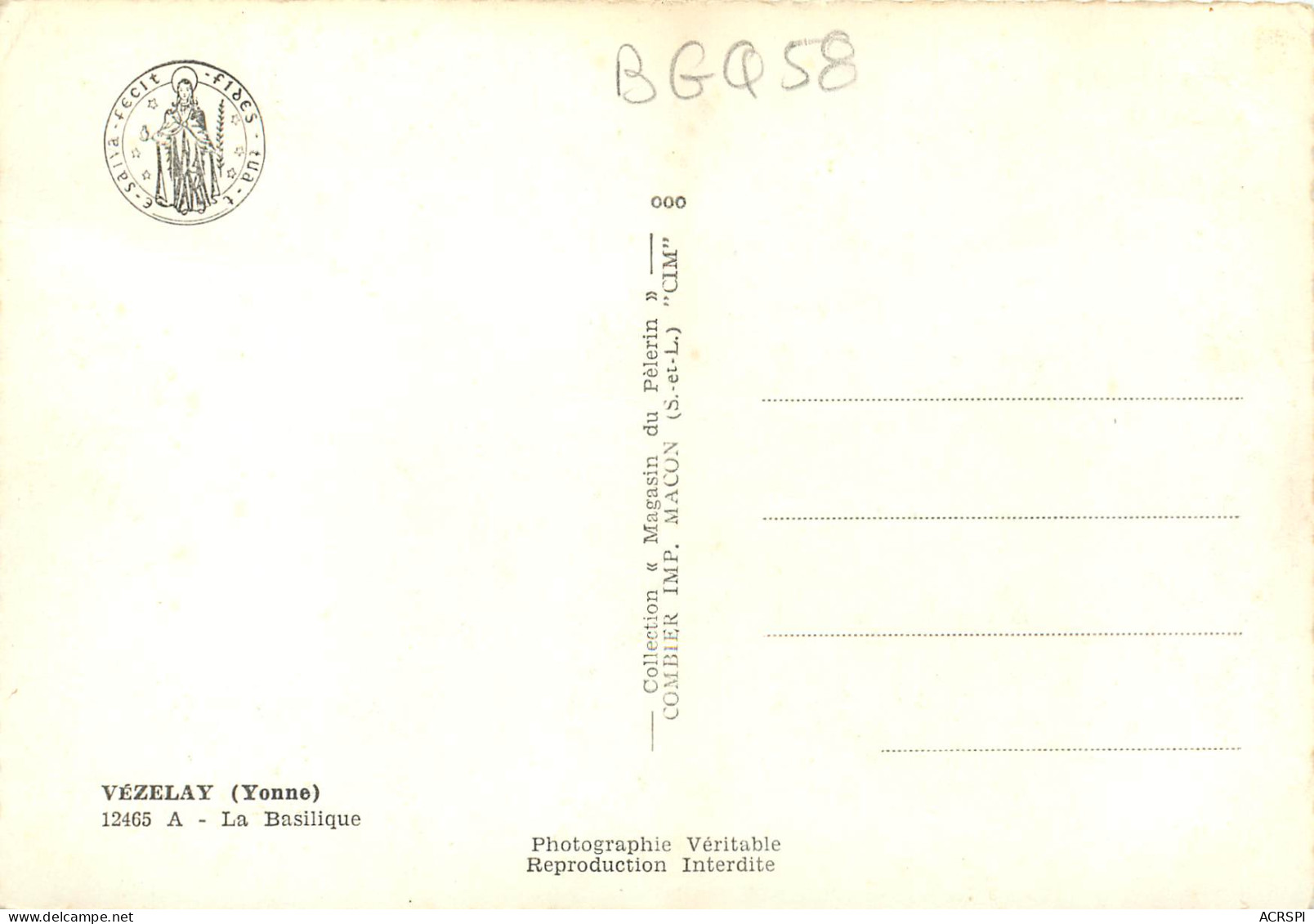 VEZELAY La Basilique 25(scan Recto Verso)MF2767 - Vezelay