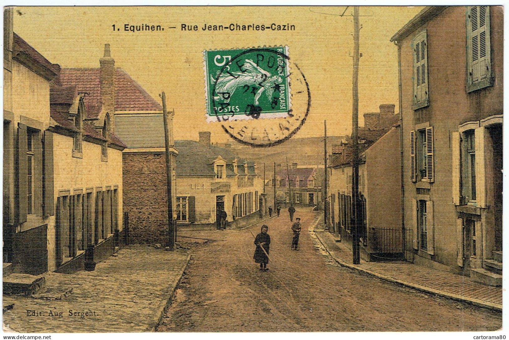 Equihen / Rue Jean-Charles-Cazin / Carte Toilée / 1908 / Ed. Sergent - Sonstige & Ohne Zuordnung