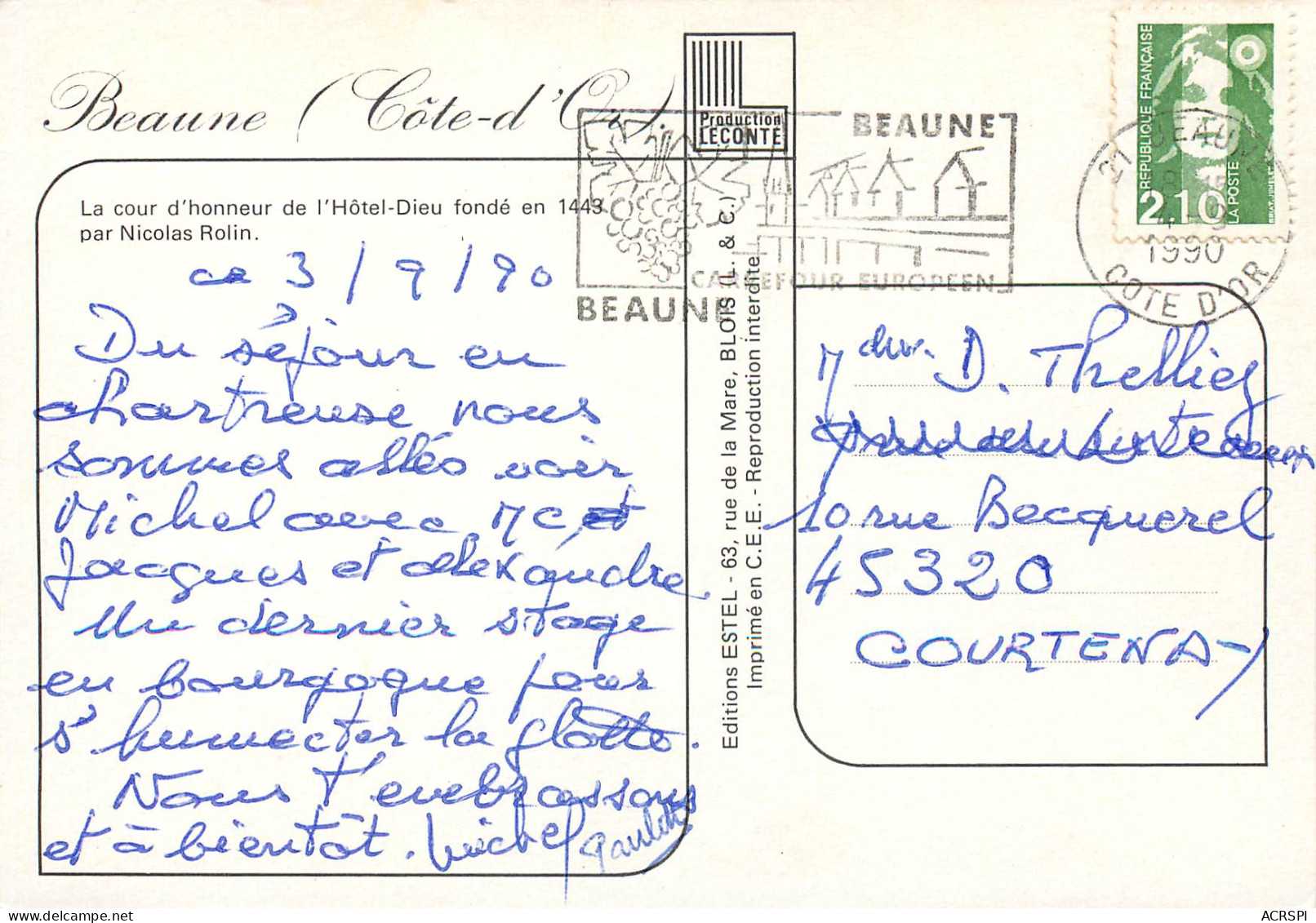 BEAUNE La Cour D Honneur De L Hotel Dieu 3(scan Recto Verso)MF2769 - Beaune