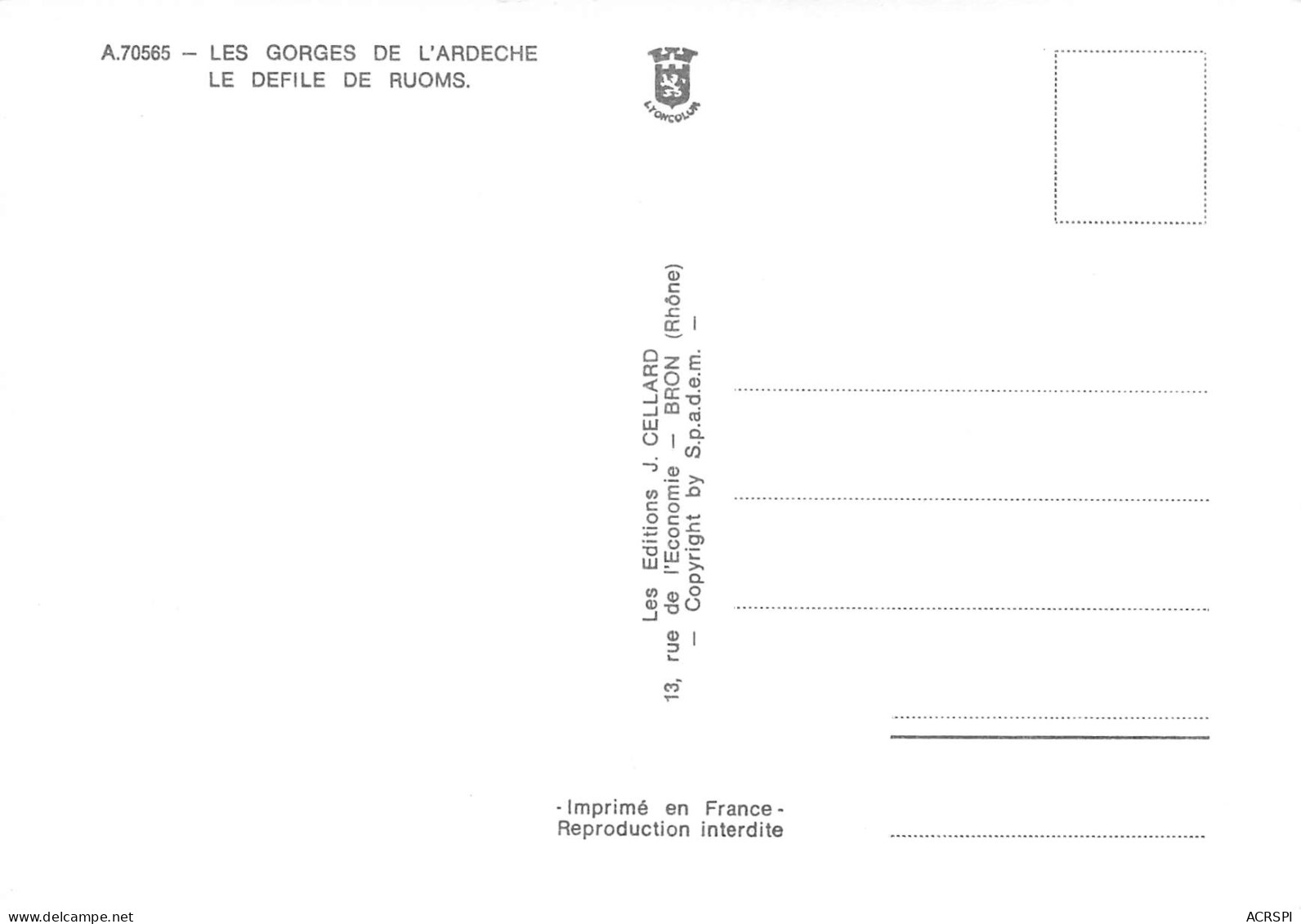 07  Les Gorges De L' Ardèche Le Défilé De RUOMS Les Tunnels  18 (scan Recto Verso)MF2769BIS - Ruoms