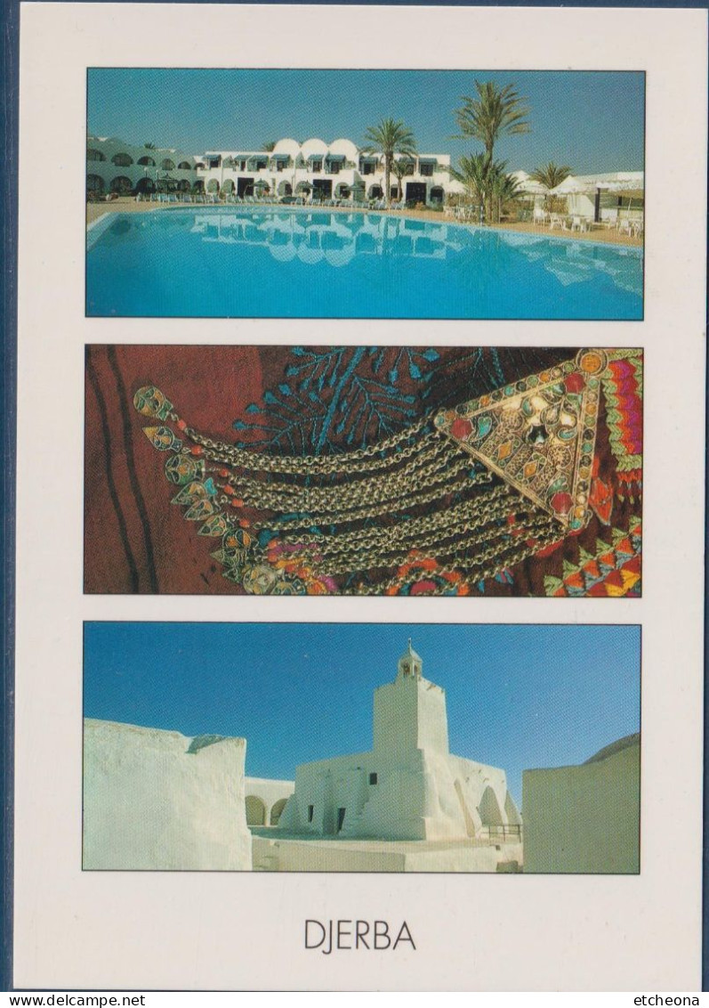 Djerba, Multivues, Hôtel Le Petit Palais, Bijoux, Monument, Avec Timbres Non Oblitéré - Tunisie