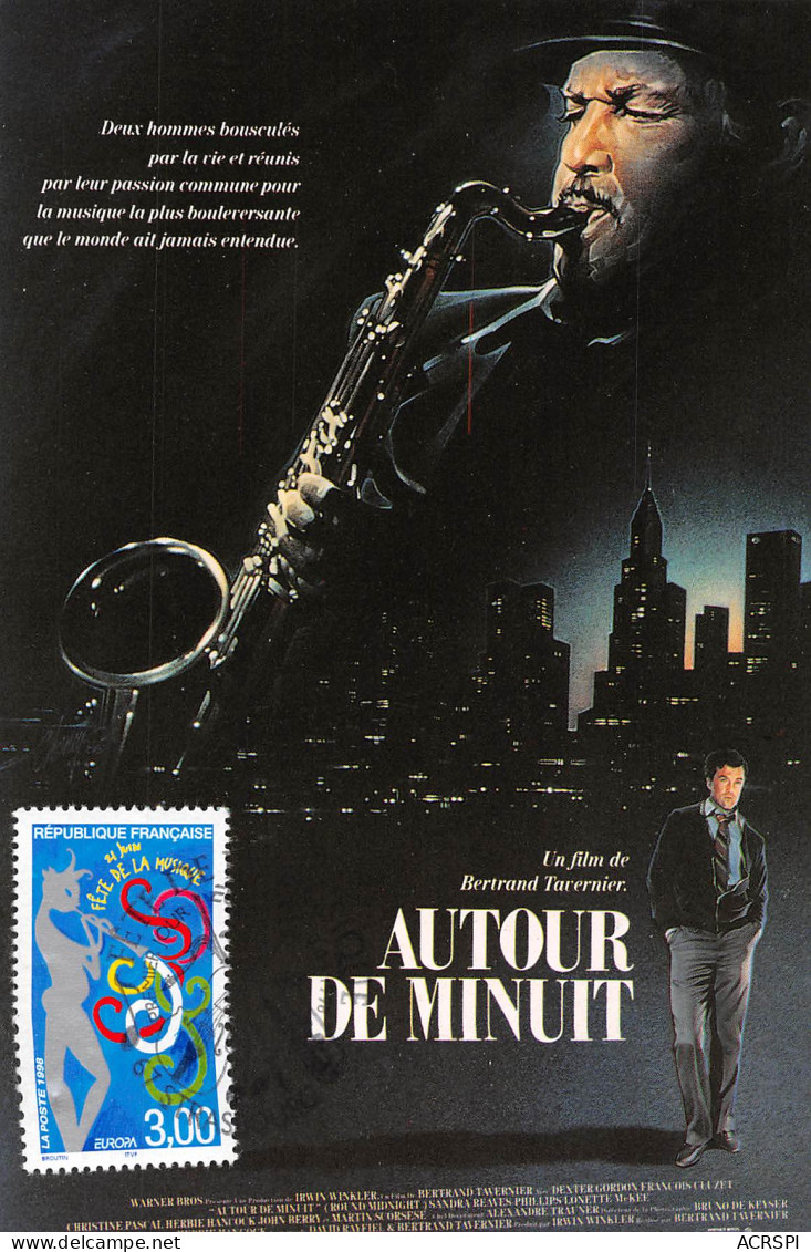 AUTOUR DE MINUIT 1986  Bertrand Tavernier  Affiche Sur Carte  18 (scan Recto Verso)MF2770BIS - Plakate Auf Karten
