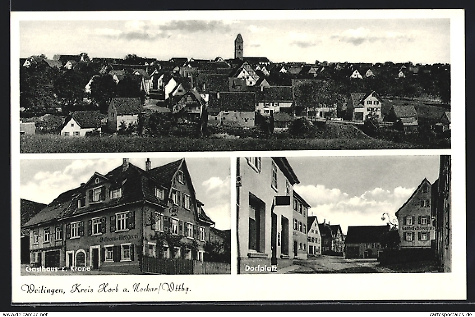 AK Weitingen /Kreis Horb A. Neckar, Gasthaus Zur Krone, Dorfplatz, Teilansicht  - Horb