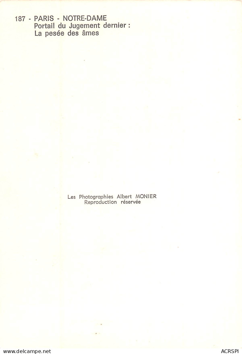 PARIS  Notre Dame Le Portail Du Jugement Dernier La Pesée Des Ames Photo Albert MONIER  57 (scan Recto Verso)MF2770TER - Notre Dame De Paris