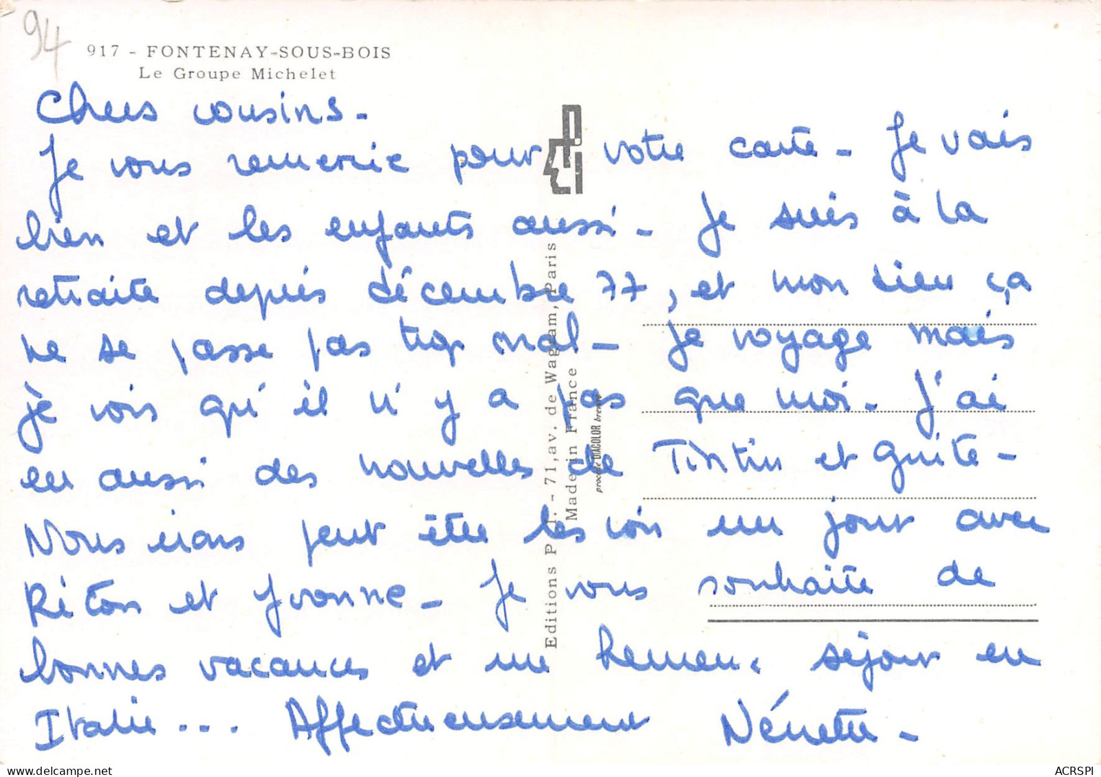 FONTENAY SOUS BOIS Le Groupe Scolaire Michelet  77 (scan Recto Verso)MF2770TER - Fontenay Sous Bois