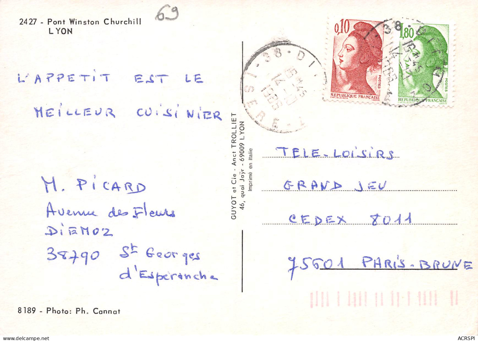 LYON  Pont Winston Churchill 12 (scan Recto Verso)MF2770UND - Other & Unclassified