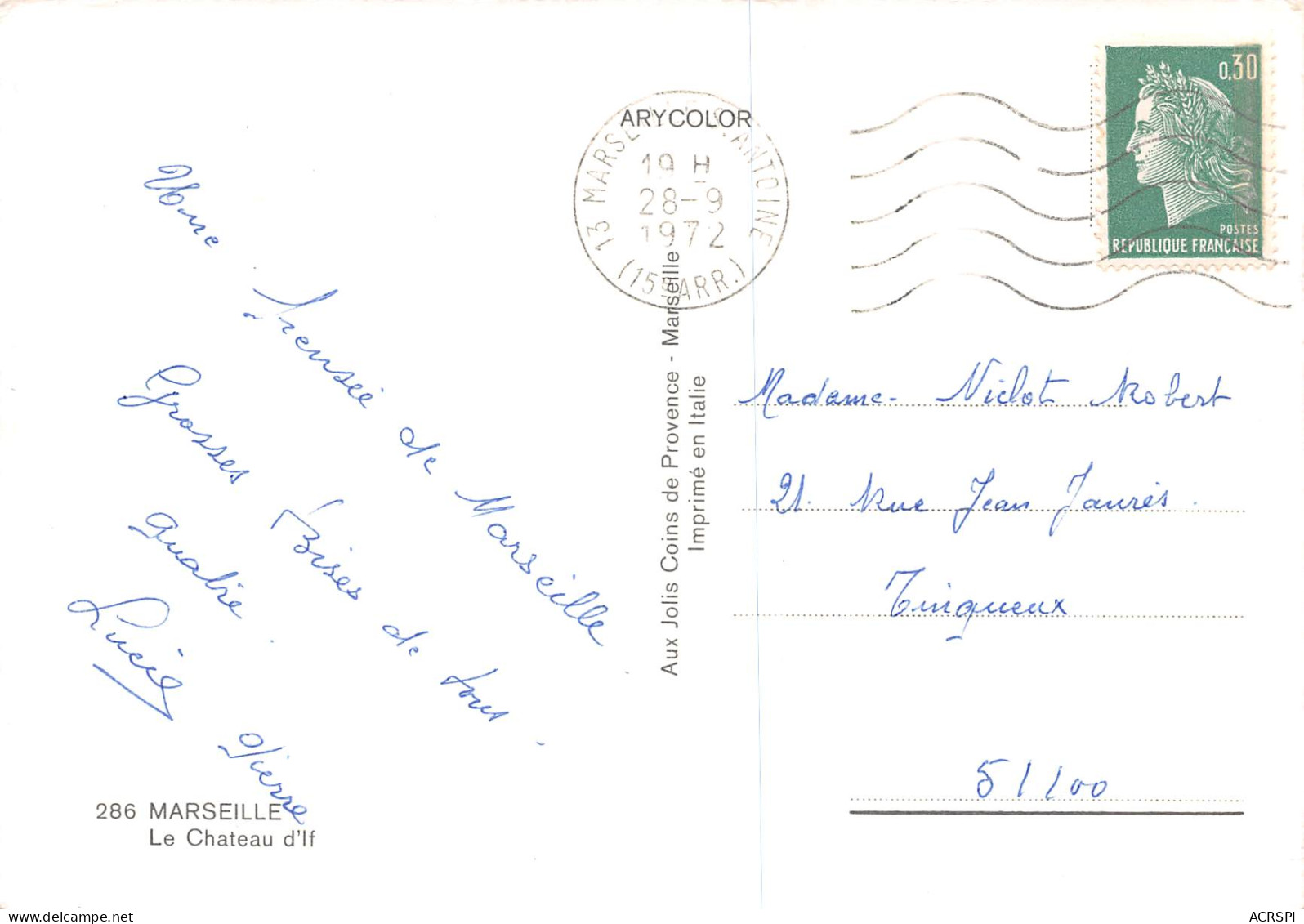 MARSEILLE  Le Chateau D' IF  10 (scan Recto Verso)MF2770VIC - Kasteel Van If, Eilanden…
