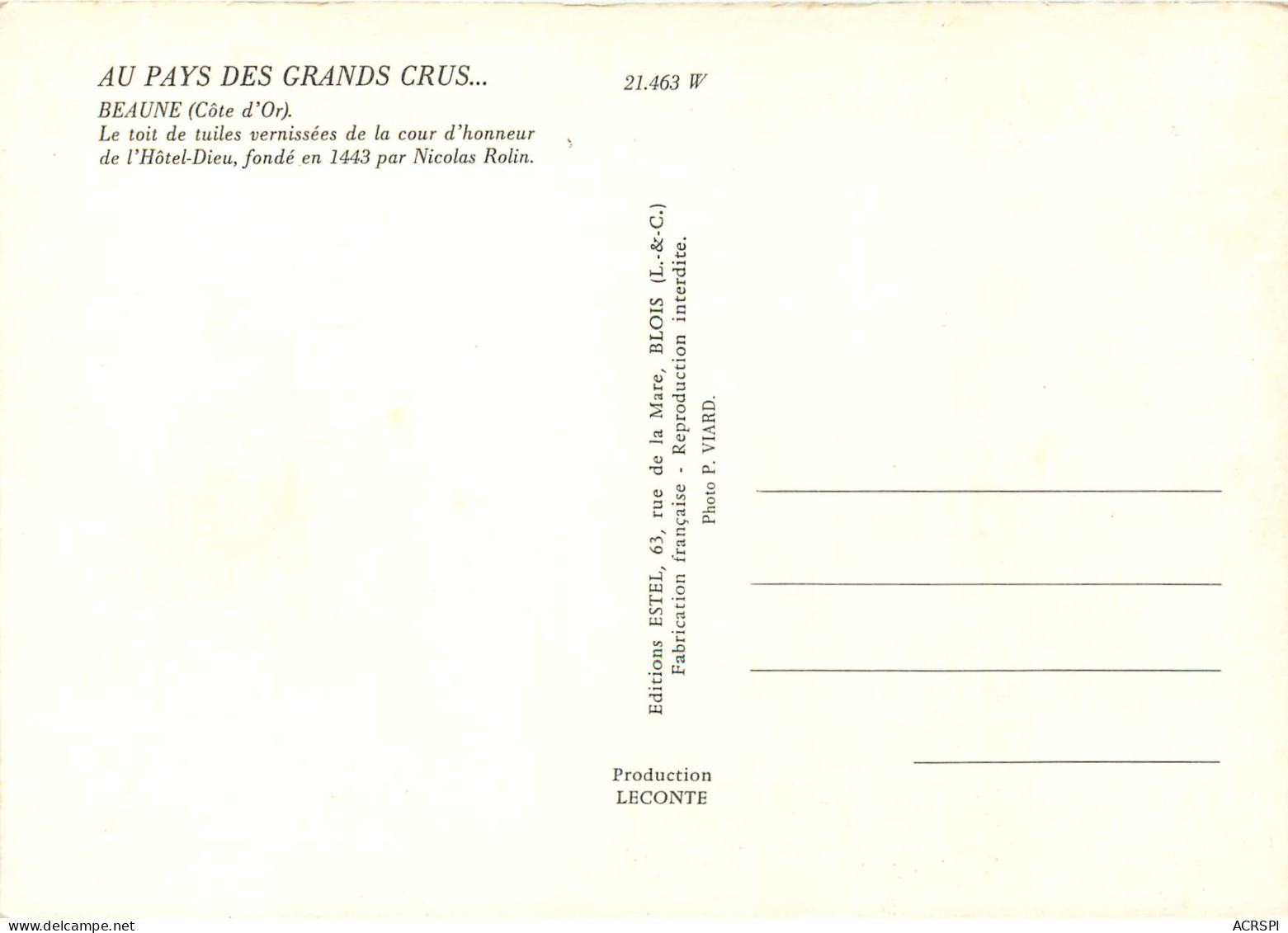 BEAUNE Le Toit De Tuiles Vernissees De La Cour D Honneur 15(scan Recto Verso)MF2771 - Beaune