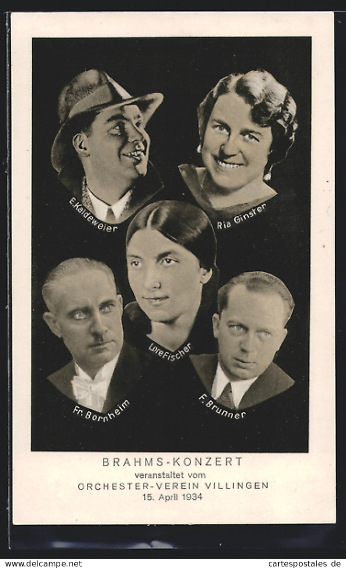 AK Villingen / Baden, Brahms-Konzert Vom Orchester-Verein 1934, Lore Fischer, F. Brunner  - Baden-Baden