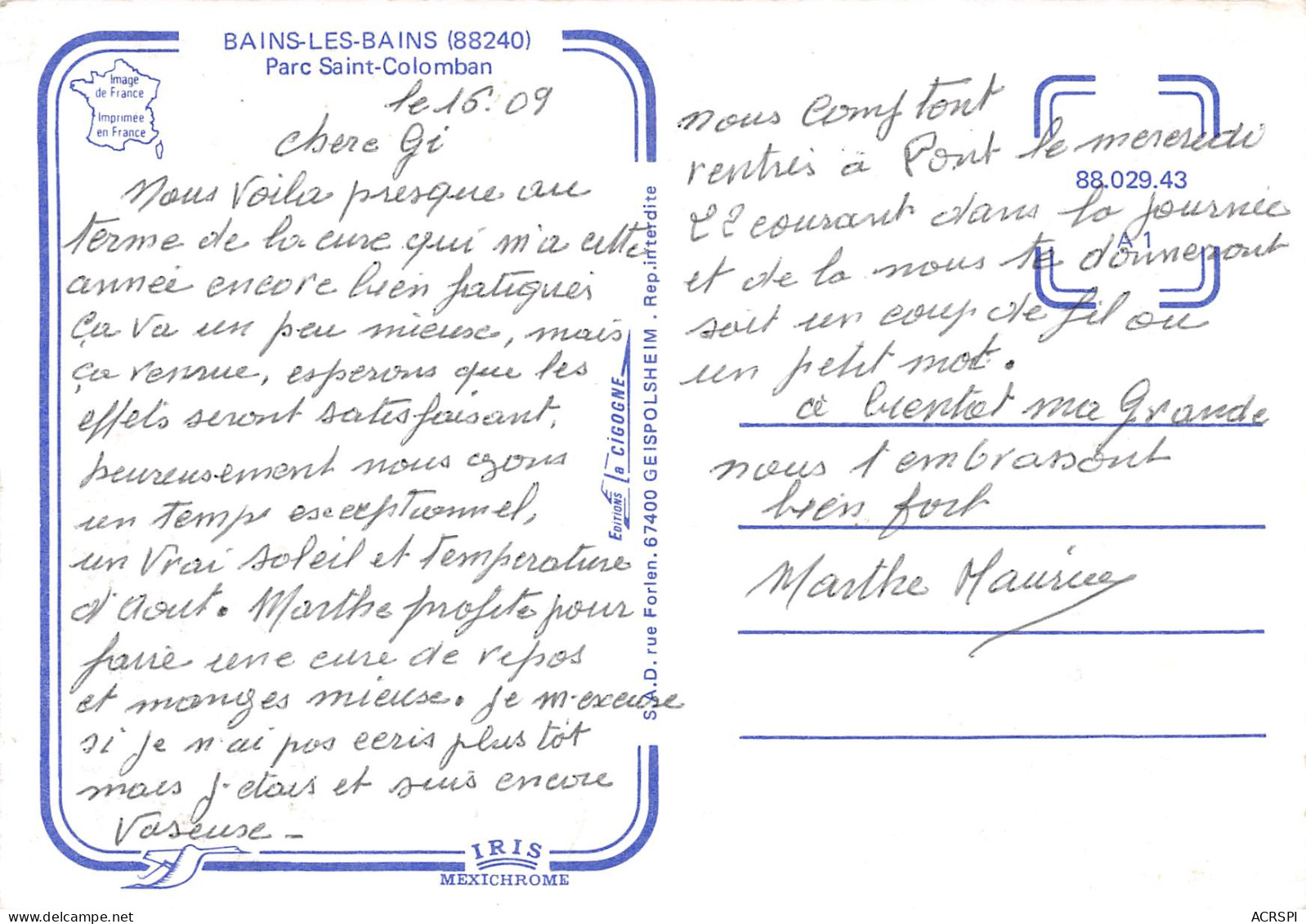 88  BAINS LES BAINS Le Parc Saint Colomban   53 (scan Recto Verso)MF2771TER - Bains Les Bains