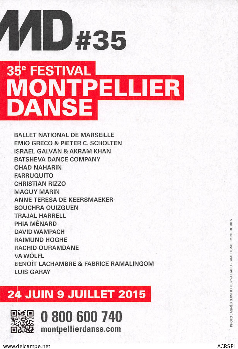 34 MONTPELLIER Festival 2015 De Danse  60 (scan Recto Verso)MF2771UND - Danse