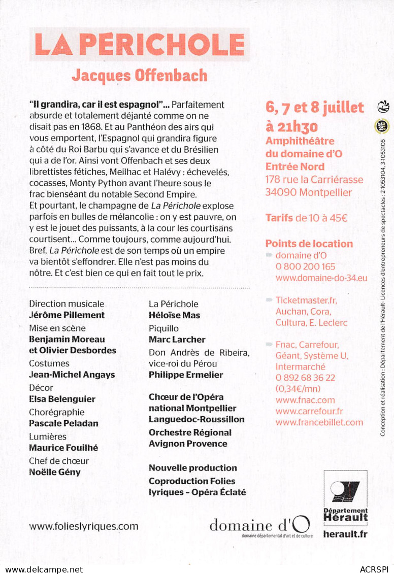 34 MONTPELLIER Opéra En 2015 La Perichole Offenbach  61 (scan Recto Verso)MF2771UND - Opera