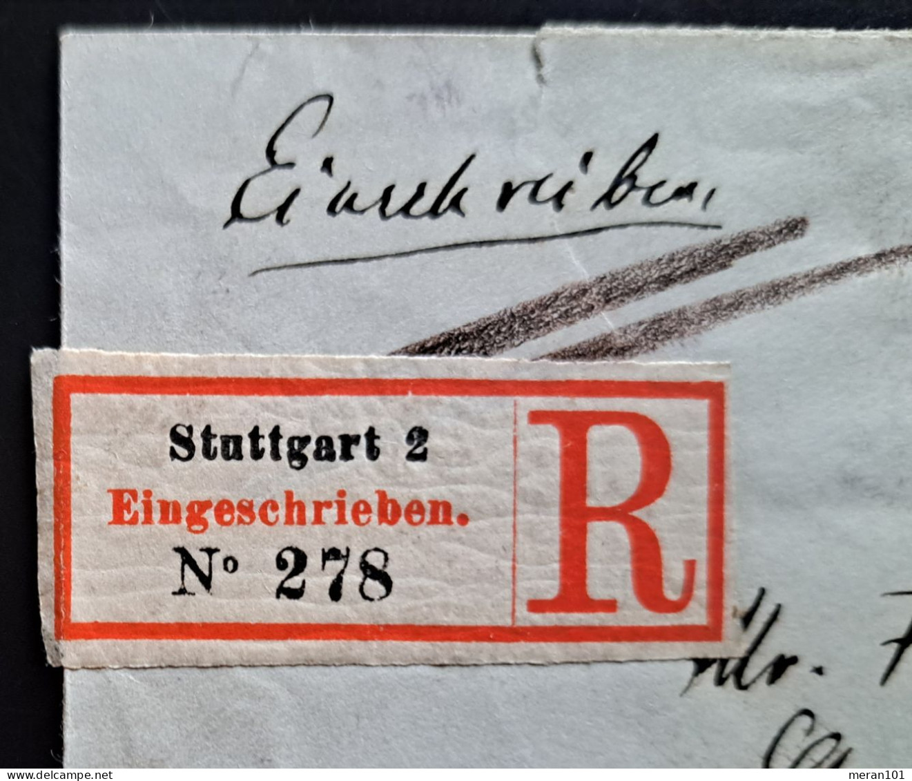 Württemberg 1889, Einschreibe Umschlag Stuttgart Nach Antwerpen, Zusatzfrankatu - Briefe U. Dokumente