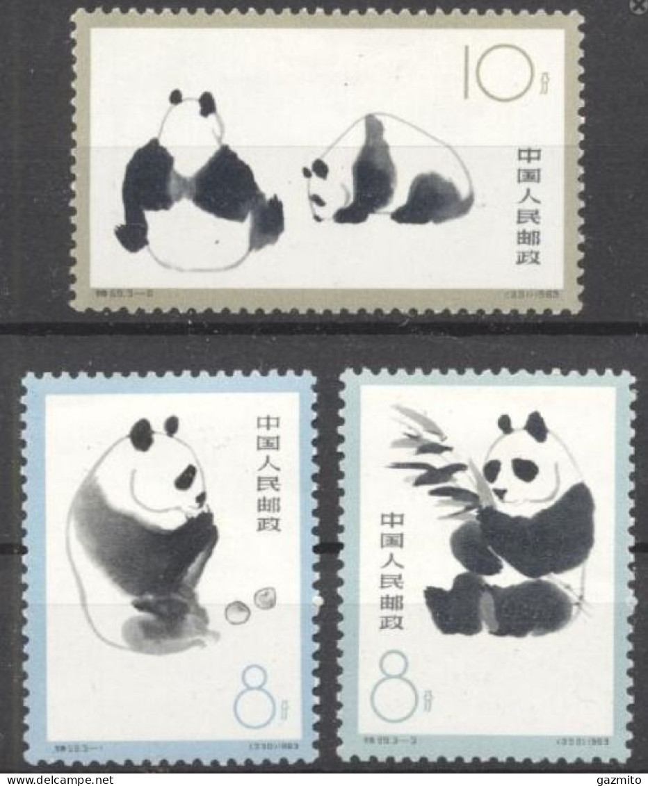 China 1963, Panda, 3val - Unused Stamps