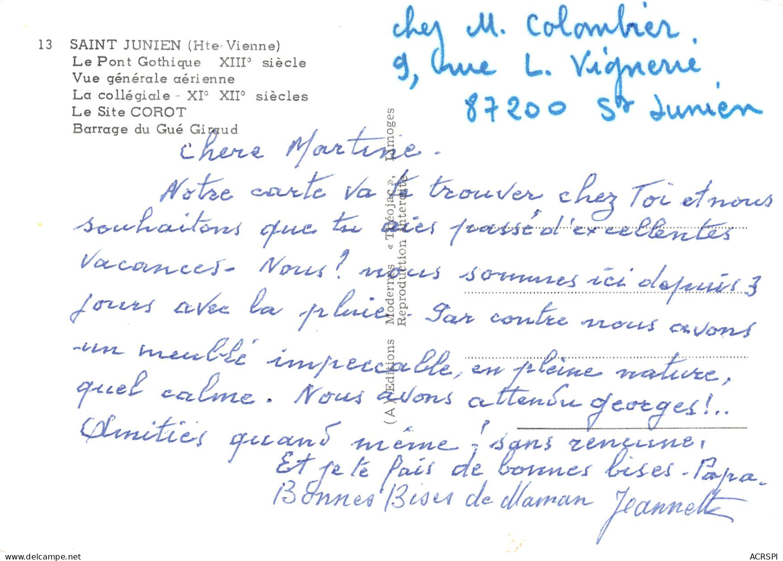 87  SAINT JUNIEN  54 (scan Recto Verso)MF2772TER - Saint Junien