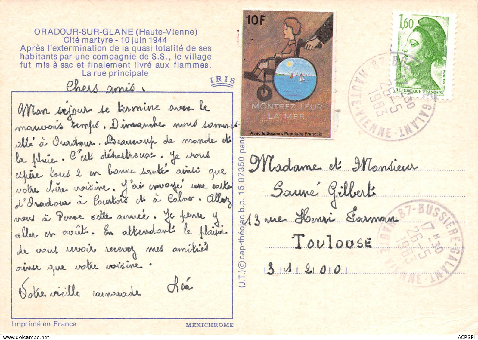 87  ORADOUR SUR GLANE Cité Martyr La Rue Principale   61 (scan Recto Verso)MF2772TER - Oradour Sur Glane