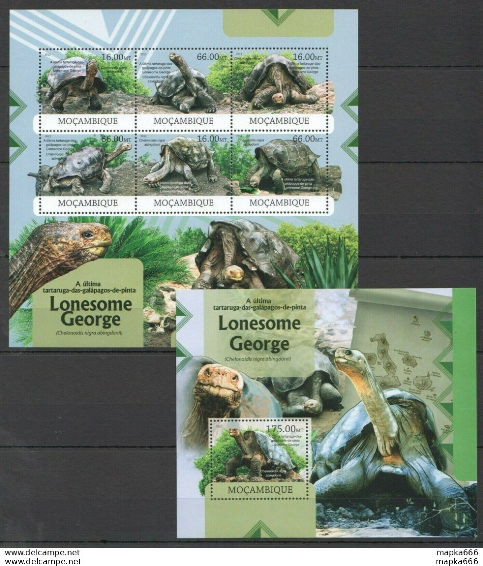 Bc1153 2012 Mozambique Fauna Reptiles Turtles Lonesome George Bl+Kb Mnh - Autres & Non Classés