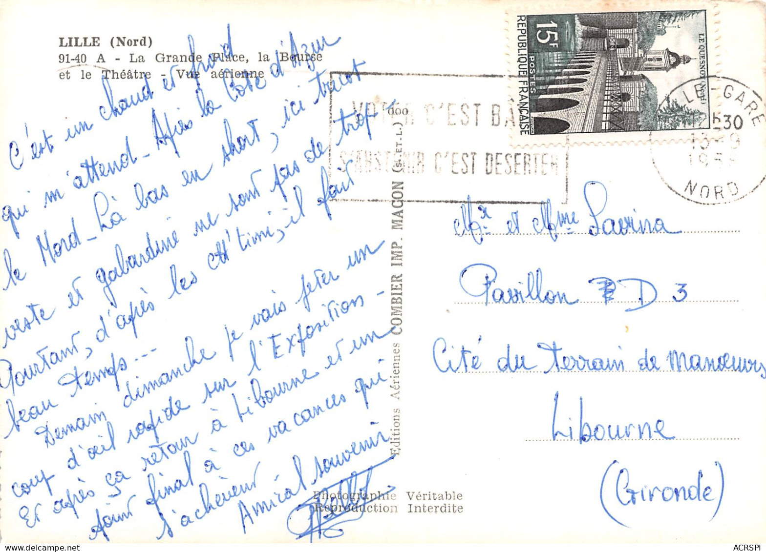 LILLE  Vue Aérienne   50 (scan Recto Verso)MF2773UND - Lille