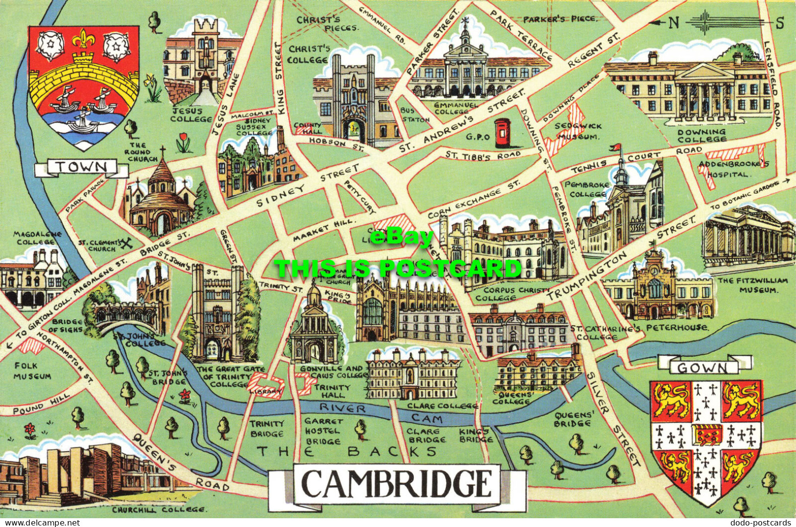 R582353 Cambridge. Map. Postcard - Monde