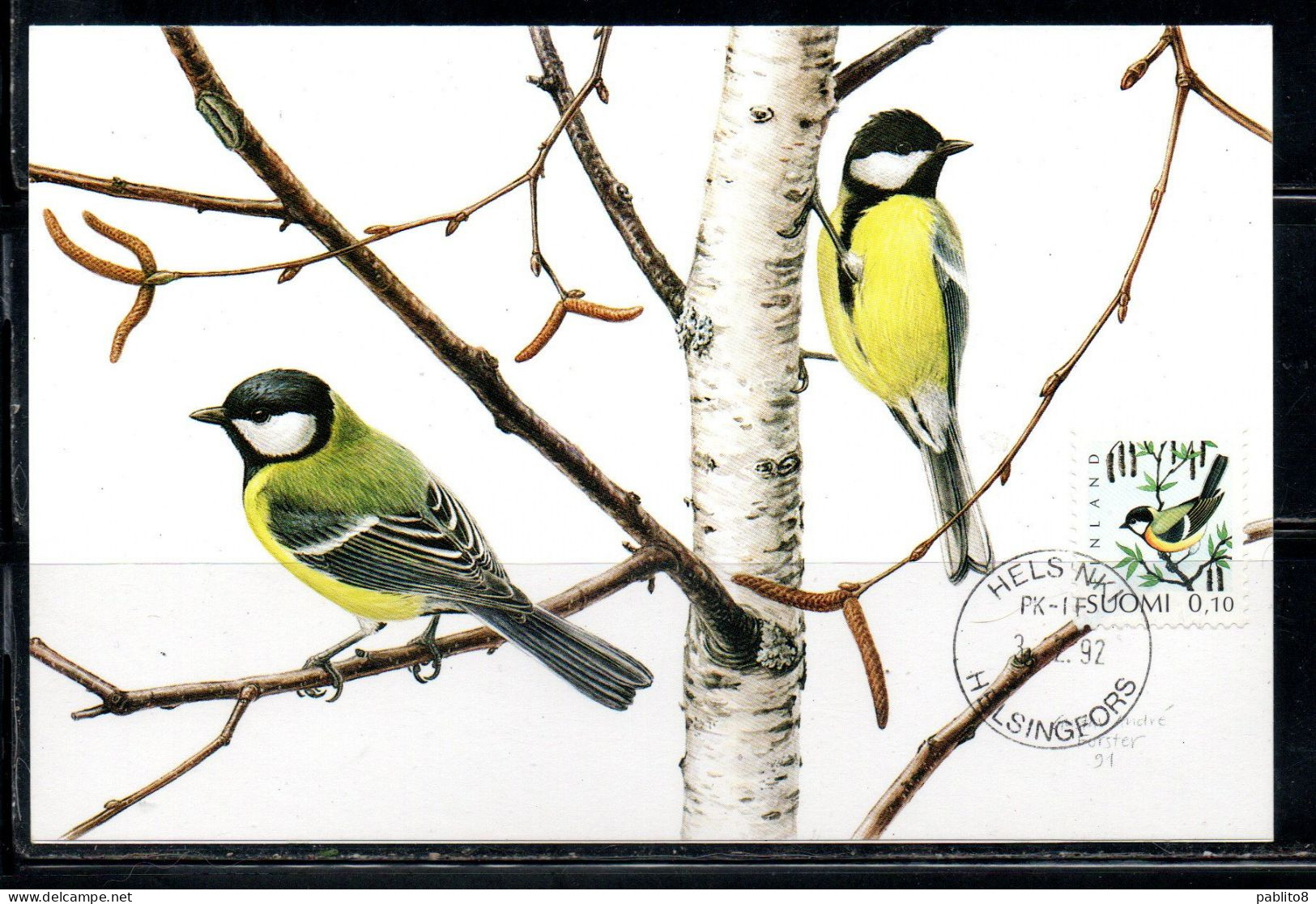 SUOMI FINLAND FINLANDIA FINLANDE 1991 1992 BIRDS FAUNA WAGTAIL BIRD 10p MAXI MAXIMUM CARD - Cartes-maximum (CM)