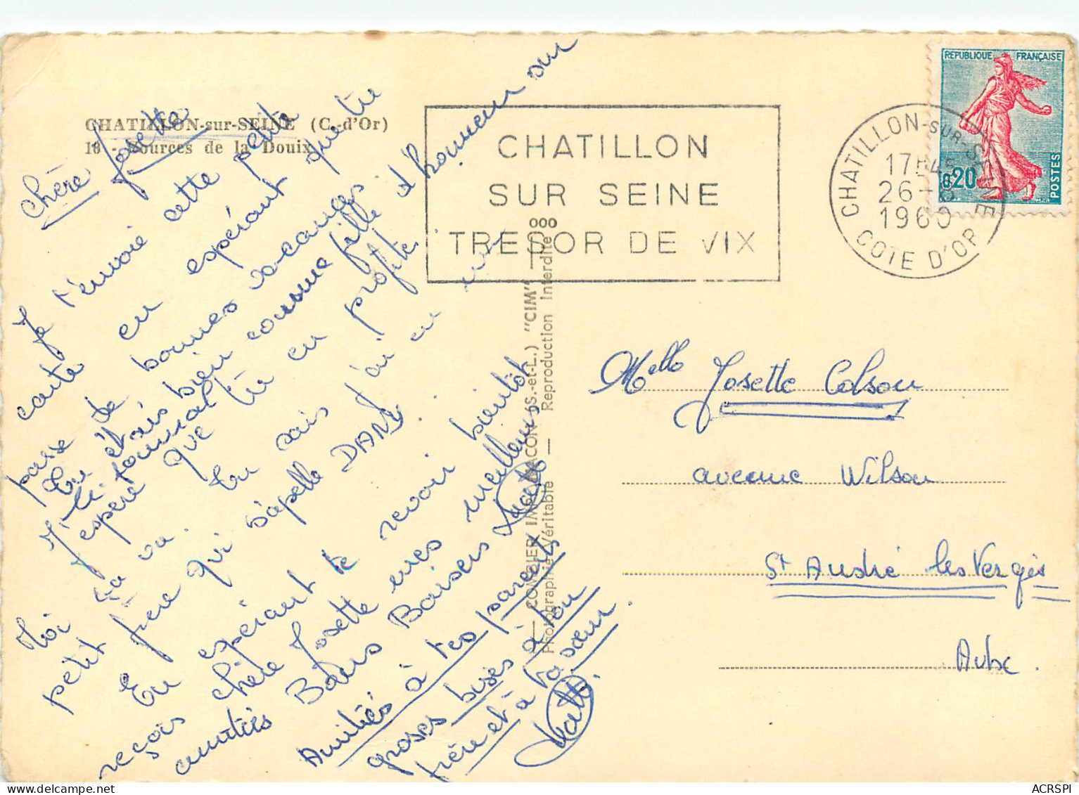 CHATILLON SUR SEINE Source De La Douix 21(scan Recto Verso)MF2774 - Chatillon Sur Seine