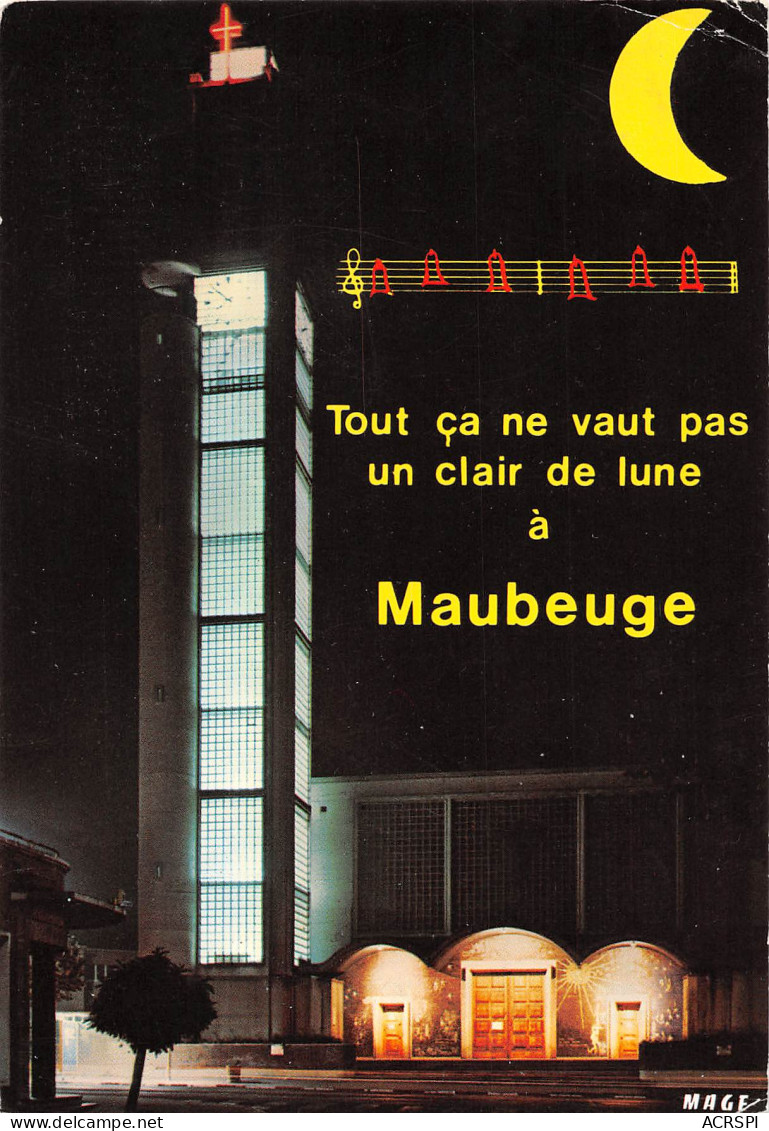 59 MAUBEUGE  L'église La Nuit Dont Le Carillon  4 (scan Recto Verso)MF2774BIS - Maubeuge