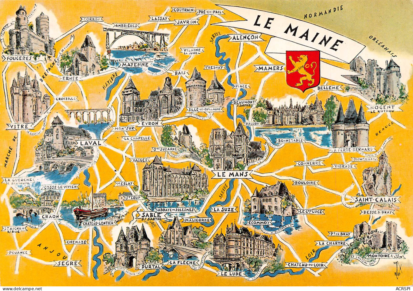 72  LE MAINE Carte Map Plan Du Département De La Sarthe 46 (scan Recto Verso)MF2774UND - La Fresnaye Sur Chédouet