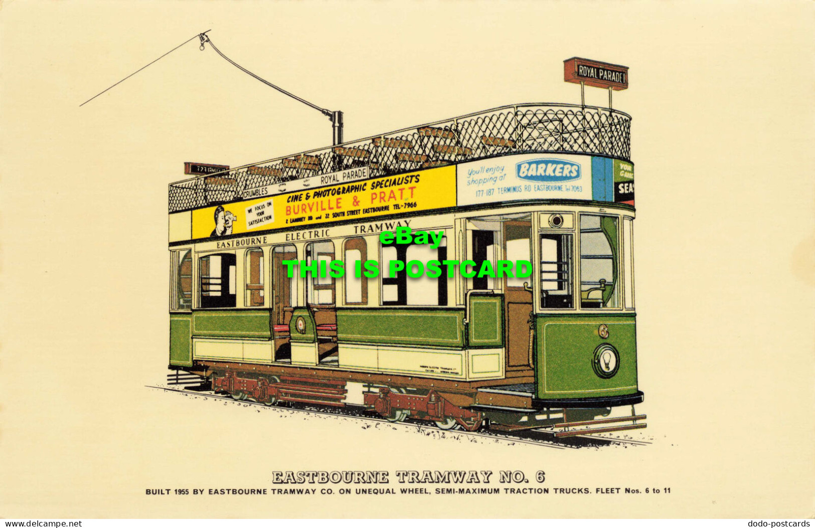 R582400 Eastbourne Tramway No. 6. Built 1955. By Eastbourne Tramway Co. On Unequ - Monde