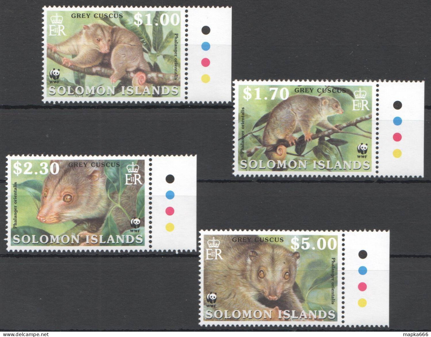 Ft121 2002 Solomon Islands Wwf Animals Grey Cuscus Fauna #1062-65 1Set Mnh - Autres & Non Classés
