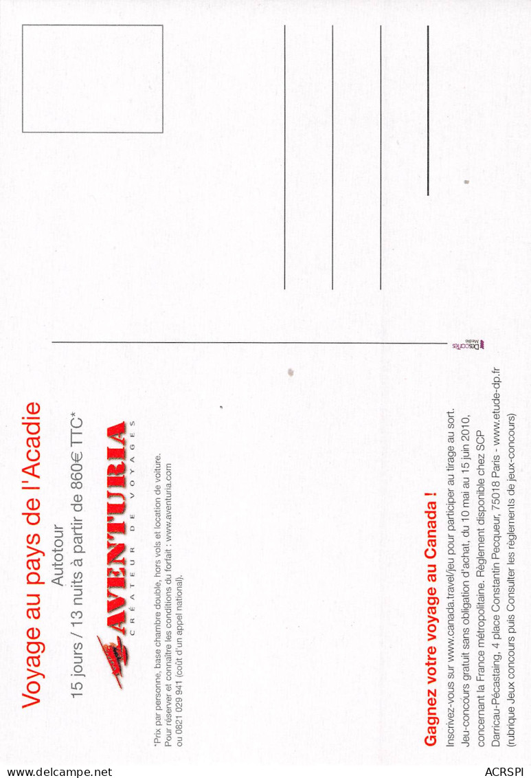 CANADA TRAVEL Voyage Au Pays De L' ACADIE Aventuria  Pub Publicité  66 (scan Recto Verso)MF2774VIC - Werbepostkarten