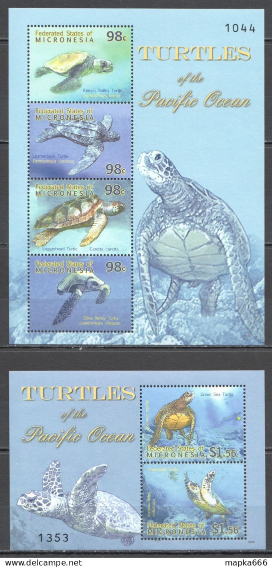 Ft090 2012 Micronesia Turtles Marine Life Reptiles Fauna #2023-6+Bl181 Mnh - Other & Unclassified