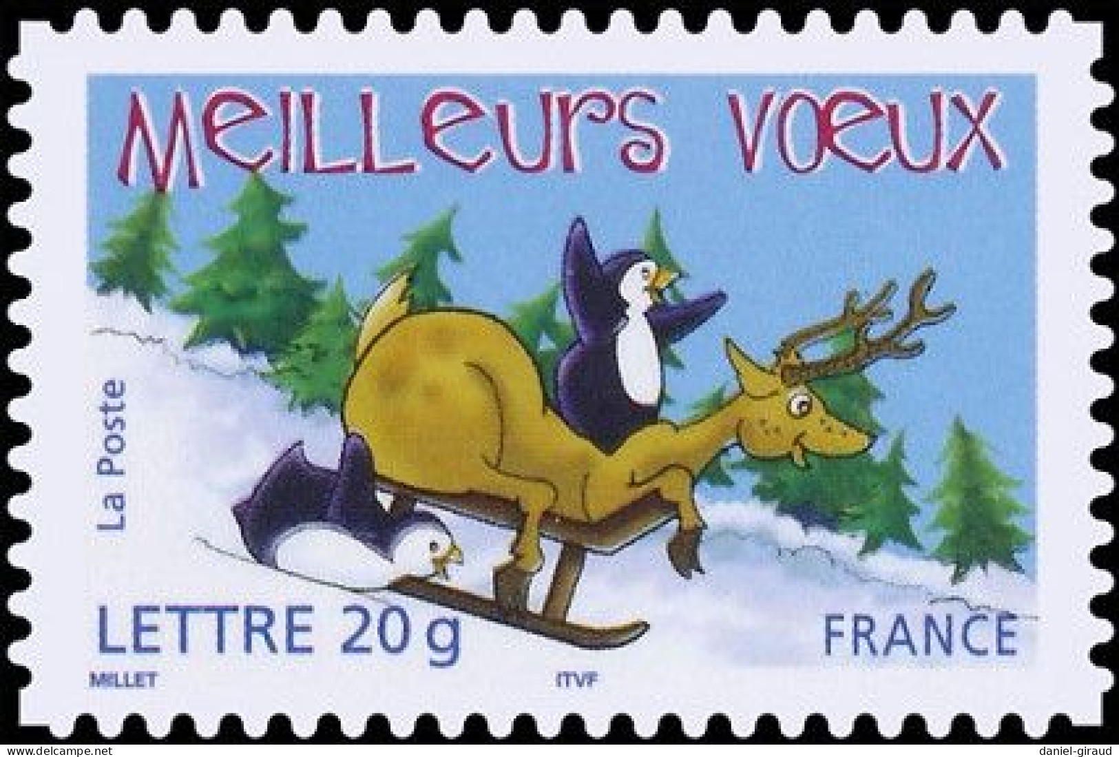 France 2005 Timbre Adhésif N°YT AD69 MNH ** Meilleurs Voeux Provenant Du Carnet N°YT BC67 - Neufs